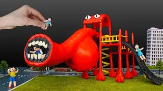 😱 Making PREGANT THE EXTRA SLIDE in real life - Trevor Henderson Creatures with Clay