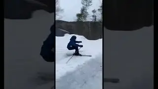 Ahhhhh, teenager knees! 🤩⛷️ #roofdrop #backyardshredding