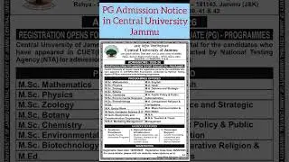 PG Admission 2025 | Central University of Jammu | Apply Now for MA, MSc, MCom & More| #admission|