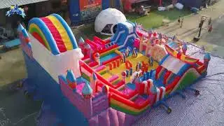 Rainbow Castle Inflatable Play City: Vibrant Slides for Endless Fun!