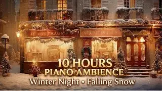 10 Hours Slow Piano 🎹❄️ Cozy Winter Night Ambience | Snowfall, Relaxing Piano Music (4K)