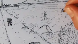 POV Pen Drawing &ndash; Final Details in a Surreal Landscape