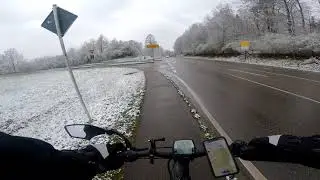 Cycle with me from Winnenden to Waiblingen in the snow! Stuttgart, Germany POV GoPro