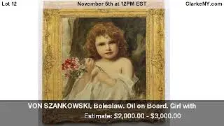 VON SZANKOWSKI, Boleslaw. Oil on Board. Girl with