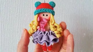 Doll polymer clay tutorial كيف نعمل مجسم لعابة كيوت من عجينة السيراميك