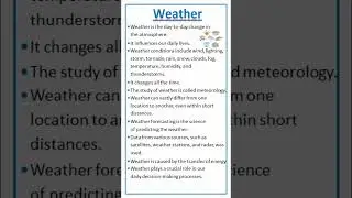 Essay on weather #shorts #youtubeshorts #yt #weather #climate #season #rain #clouds #meteorology