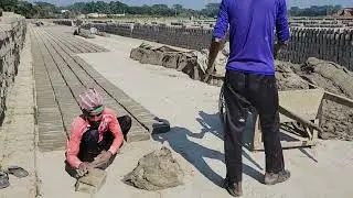 Traditional manual brick field for clay brick making/ Soft mud brick manufacturing.