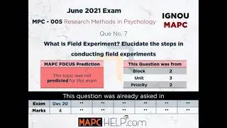 Research MPC005 June 21 Exam Diagnosis MAPC IGNOU