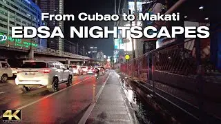Philippines at Night - EDSA Ride from Cubao to Makati City [4K]