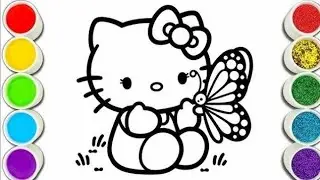 How to draw a cute kitty drowing coloring for kids 