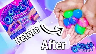 Squeezing and popping Unicorn Slime Balls /DIY OOZ-O&rsquo;s Slime kit by Horizon Group USA