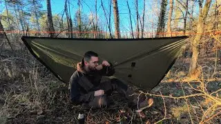 Poncho Shelter setup with a Ridgeline and Knots