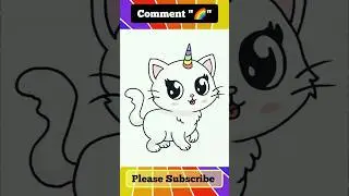 Kawaii unicorn cat drawing 😱🤩#shorts #youtubeshorts