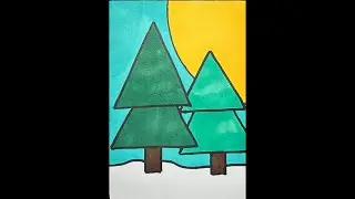 How To Draw Winter Scenery Easy Step By Step | Drawing Polar Landscape For Beginners Very Easy