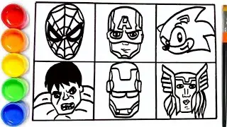 🔵🔴 Drawing Spiderman, Captain America, Sonic The Hedgehog, Hulk, Iron Man, Thor | Drawing Marvel