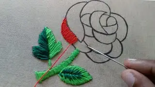 Hand embroidery rose|rose flower embroidery with button hole stitch