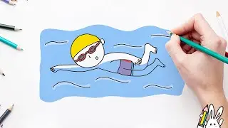 How to draw a boy swimming easy