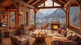 Morning Fireplace Jazz on a Cozy Winter Porch | Calm Ambience for Relaxing, Focus & Clear Mind ☕
