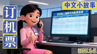【HSK 1-2】Day 9 of Chinese Stories:《订机票》- Book a flight | learn chinese for beginners