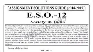 ESO 12 Solved Assignment 2018-19 / Society in India
