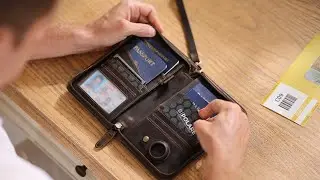 Full Grain Leather Passport Holder Cover Case Holds 6 Passports with AirTag Slot