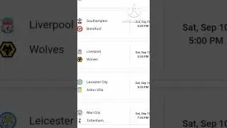 English premier league's fixtures,sep 10 ,2022/23