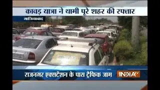 Kanwar Yatra: Heavy traffic jam despite road diversions in Ghaziabad