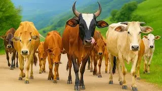 Mengiring Sapi Lembu  Menuju Ke Kandang Peternakan Hewan Ternak sapi - Suara sapi moo