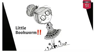 Little Bookworm | Cute Doodle Art | Zendoodle Art | Easy Drawing for Beginners