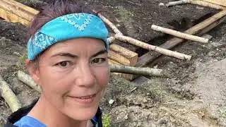 Building the Foundation for a log house in the remote wilderness of Alaska. #alaskaliving, #remote