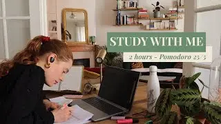 2H POMODORO STUDY WITH ME | Paris Apartment, Rain Sounds & Piano Breaks, No Talking