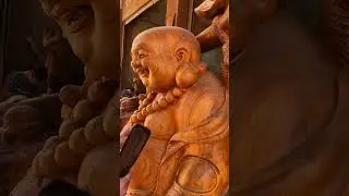 The Joyful Buddha: Grand Wood Carving of Fortune and Prosperity #budism #zenbuddhist #art #ancient