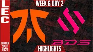 FNC vs BDS Highlights | LEC Summer 2022 W6D2 | Fnatic vs Team BDS