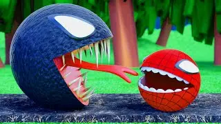 Spider Pacman Kids trying to escape from Venom Pacman