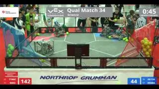 VEX Worlds 2016 - VRC High School - Science - Qual 34 (7786C 9663) 189 vs 137 (4911A 8568A)