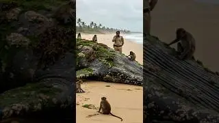 Monkeys, police, and Indian rescue heroes team up to save a stranded whale