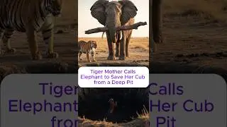 Tiger Mother Calls Elephant to Save Her Cub from a Deep Pit#tiger #elephant #deep #rescue #hero
