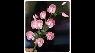 EP 60 : How To Make Sweet Pea Flower stocking/nylon flower by ployandpoom (ผ้าใยบัว)