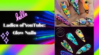 Ladies of YouTube Glow Nails | Glow in The Dark Abstract Nail Art | Beginner Friendly Marble Nails