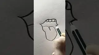 Mouth and tongue drawing from one line art #aram_nabeel #shorts