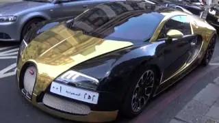 GOLD Bugatti Veyron driving in London