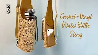How I made a Crochet + Vinyl Water Bottle Sling Bag for Fall. Experiment with crochet. DIY