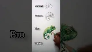 Chameleon 🦎 Drawing Sketch Art normal vs hacker #art #sketch #drawing #chameleon #easydrawing