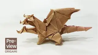 preview origami three head dragon