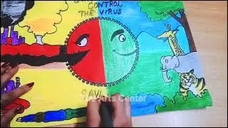 Drawing of Coronavirus / Save Earth from Corona Virus /Awareness Safety Poster