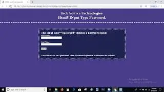 Html5 Input type Password | Input type = 