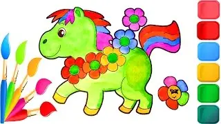 How to Color Baby Animals Cute Horse Coloring Pages for Kids with Watercolor