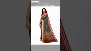 Green cotton ikat saree with matching blouse piece| handloom | cotton saree | Odisha cottonsaree