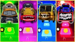 coffin dance - Tow Mater Excavator vs Police Truck Eater vs Bus Eater vs Train Eater | Tiles HOP❗❗🔥🔥