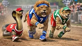 Snake vs Lion vs Cheetah Full Race | Who Is the Fastest Animal?